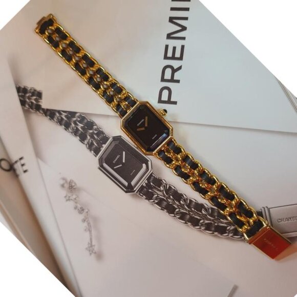 CHANEL Premiere Gold Pated & Black Leather Ladies Quartz Watch - Picture 6 of 13